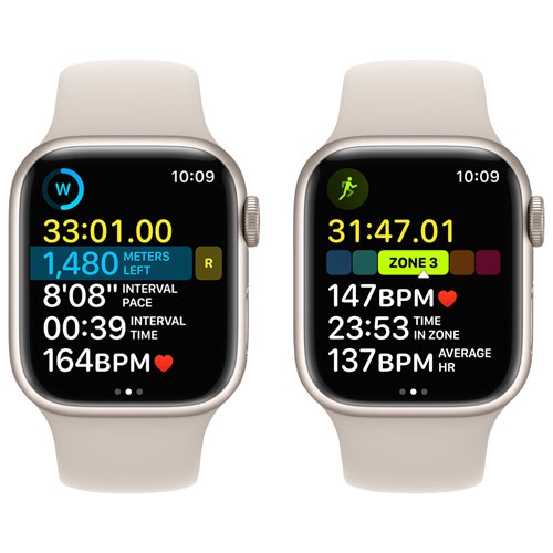 Apple Watch Series 8 (GPS) 41mm Starlight Aluminum Case with Starlight Sport Band -Small / Medium by APPLE - Refurbished condition - Image 4