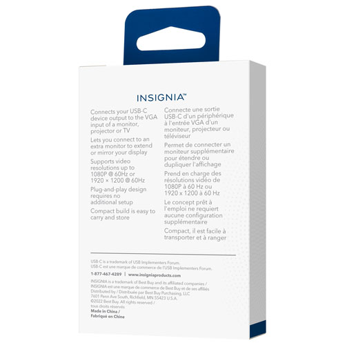 Insignia 0.15m USB-C to VGA Adapter (NS-PA2CVW23-C) - Only at Best Buy