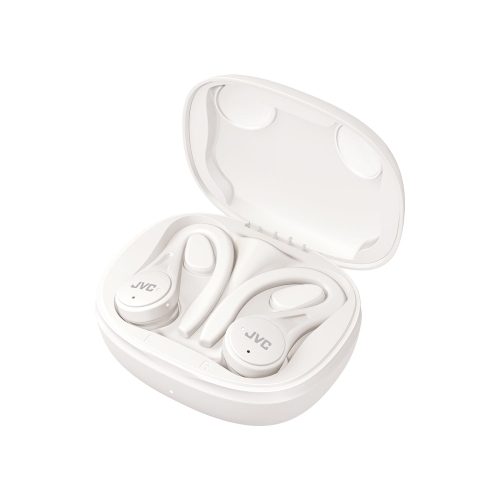 JVC HA-EC25T - Écouteurs Intra-Auriculaires Sans-Fil pour le Sport, Bluetooth 5.1, Avec Boitier de Recharge et Commandes Tactiles, Blanc