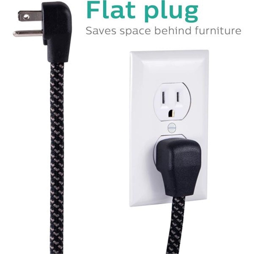 Philips 4 Outlet 2 USB Port Surge Protector, 720 Joules, 4ft Cord, Black