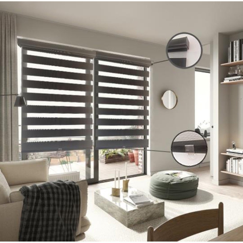 ITY Olivia Stone - Alternating Shade Window Shade 90" X 84" Cordless Black