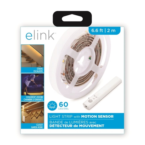 Elink - LED Light Strip, Length of 6.6 Feet, 60 LEDs, With Motion Sensor, White