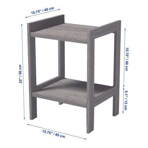 ITY International - MDF Side Table/ Bedside Table, 15.75" x 22" x 15.75", Taupe Gray
