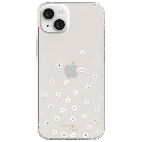 Étui rigide ajusté de Kate Spade New York avec MagSafe pour iPhone 14 Plus - Fleurs sauvages à perles