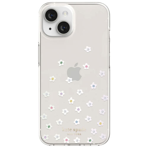 Étui rigide ajusté de Kate Spade New York avec MagSafe pour iPhone 14/13 - Fleurs sauvages à perles