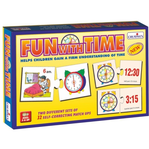 ISTAR  64PCs Creatives' Fun With Time Flash Card Jigsaw Puzzle Educational Multi Color for Kids