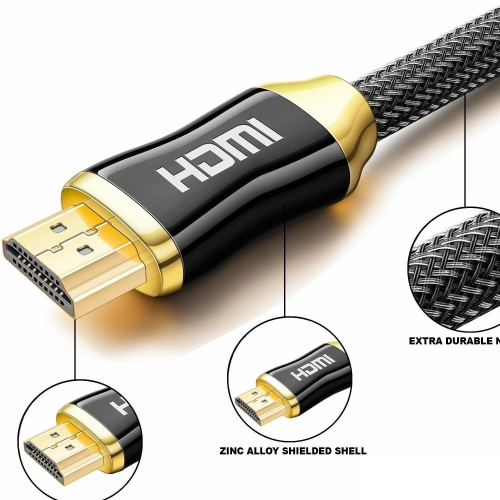 4K Gold Plated HDMI Cable 2.0, Ultra-High-Speed HDMI & Ethernet Lead Video 4K UHD 2160p, HD 1080p