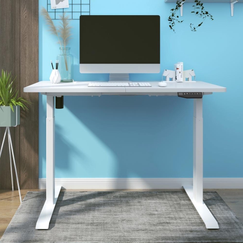 47.24 X23.6 Inch Assembled Table Top for Standing Desk Frame, Two Panels Sit to Stand Height Adjustable Computer Desktop - White