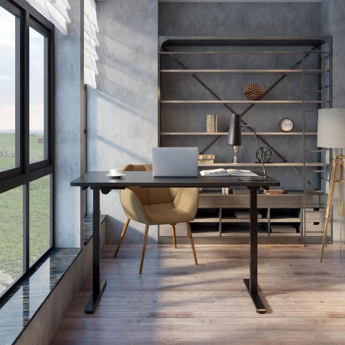 47.24 X23.6 Inch Assembled Table Top for Standing Desk Frame, Two Panels Sit to Stand Height Adjustable Computer Desktop - Black