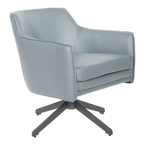 Faux Leather Guest Chair in Charcoal Gray Faux Leather with Black Base