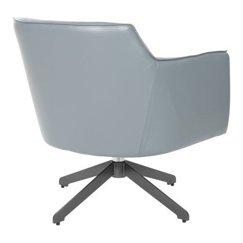 Faux Leather Guest Chair in Charcoal Gray Faux Leather with Black Base