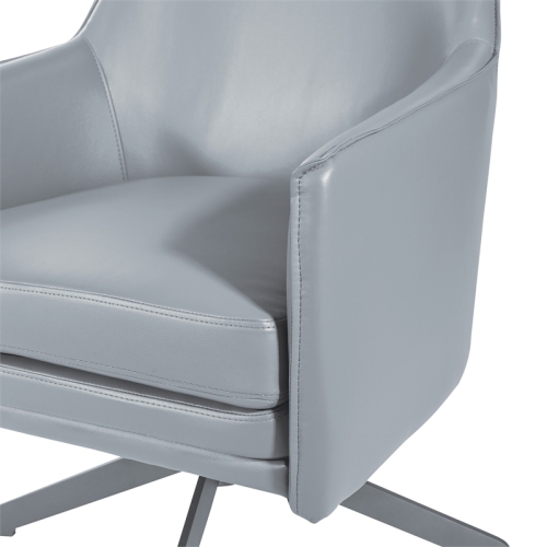 Faux Leather Guest Chair in Charcoal Gray Faux Leather with Black Base