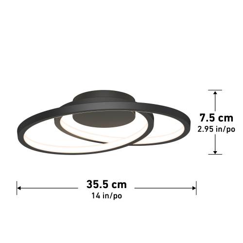 Salto Modern Flush Mount Ceiling Light Fixture, Black