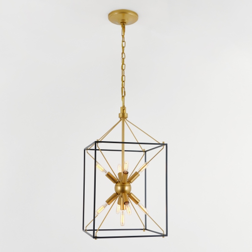 Clyde Chandelier Modern Mid-Century Chandelier, Black and Gold