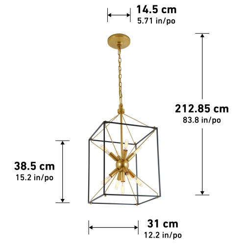 Clyde Chandelier Modern Mid-Century Chandelier, Black and Gold