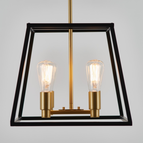 Carter Modern Mid-Century Pendant Light Fixture, Black and Gold