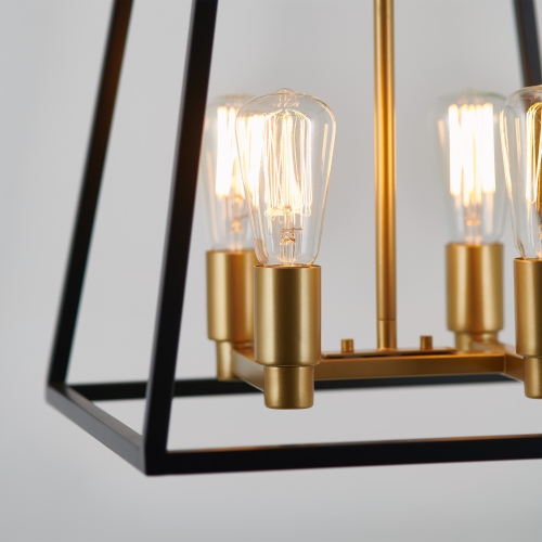 Carter Modern Mid-Century Pendant Light Fixture, Black and Gold