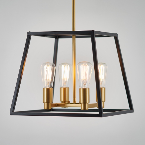 Carter Modern Mid-Century Pendant Light Fixture, Black and Gold