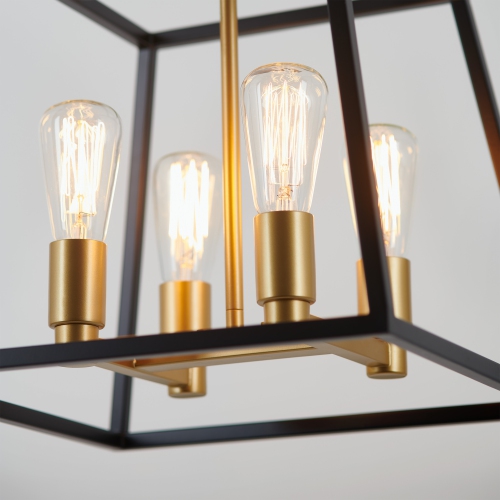 Carter Modern Mid-Century Pendant Light Fixture, Black and Gold