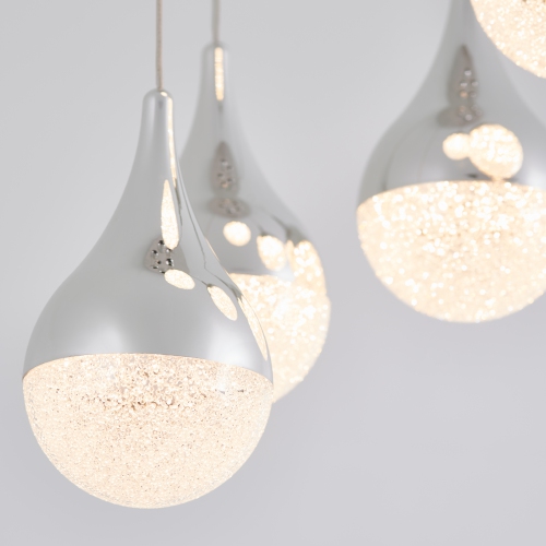 Glitzer Modern Pendant Light Fixture, Chrome