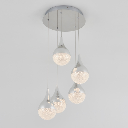 Glitzer Modern Pendant Light Fixture, Chrome