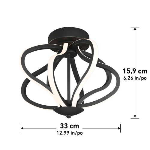 Meridian Modern Flush Mount Ceiling Light Fixture, Black