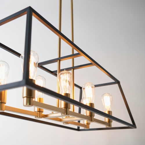 Carter Modern Mid-Century Chandelier, Black and Gold