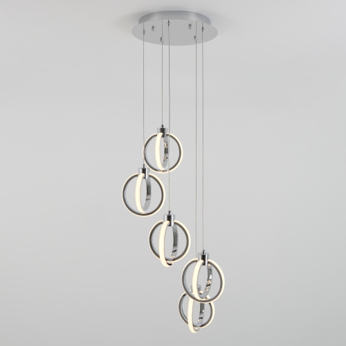 Soho 5-Light Pendant Modern Pendant Light Fixture, Chrome