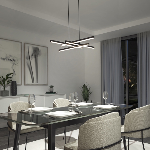 Grid Modern Pendant Light Fixture, Black