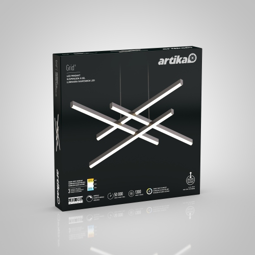 Grid Modern Pendant Light Fixture, Black