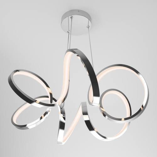 Swirl Ribbon Modern Pendant Light Fixture, Chrome