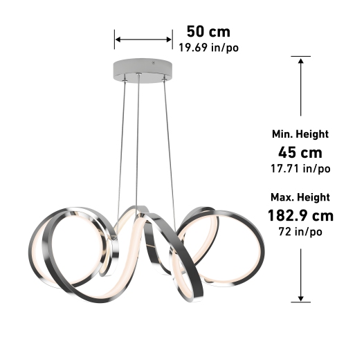 Swirl Ribbon Modern Pendant Light Fixture, Chrome