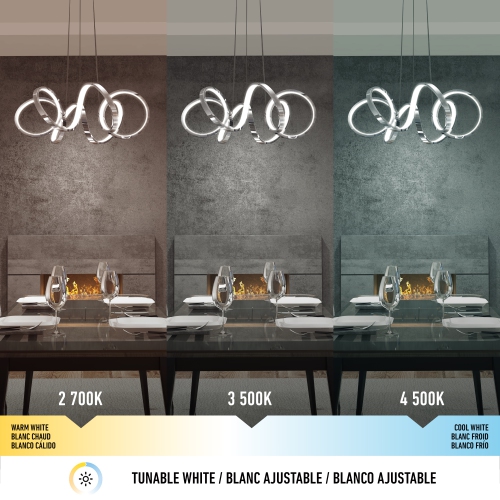 Swirl Ribbon Modern Pendant Light Fixture, Chrome