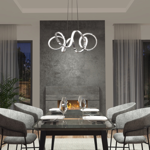 Swirl Ribbon Modern Pendant Light Fixture, Chrome