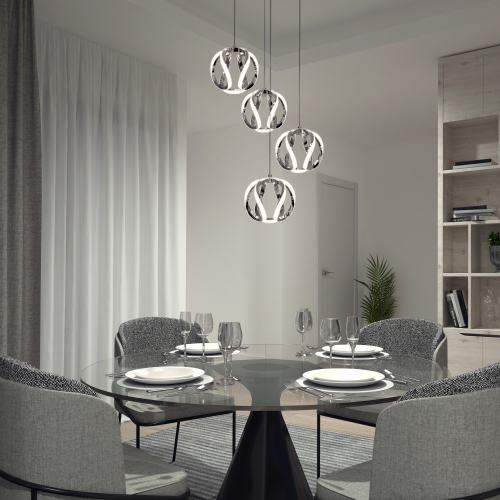 Vivaldi Modern Pendant Light Fixture, Chrome