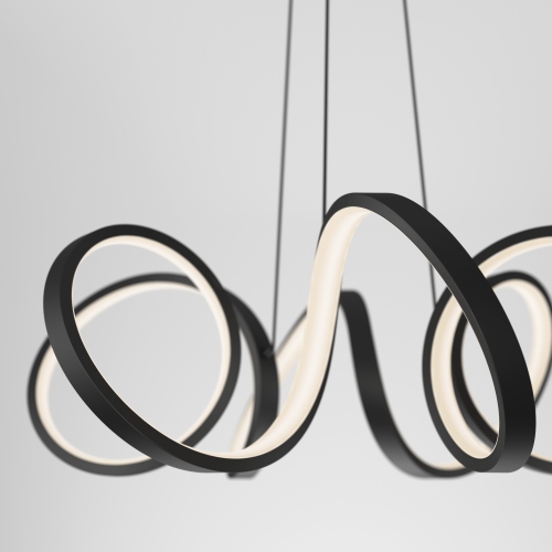 Swirl Ribbon Modern Pendant Light Fixture, Black