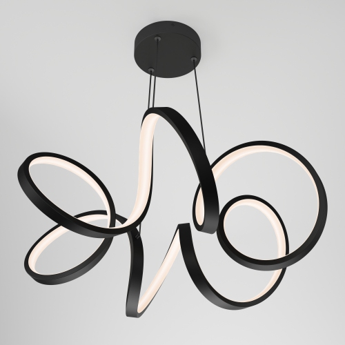Swirl Ribbon Modern Pendant Light Fixture, Black