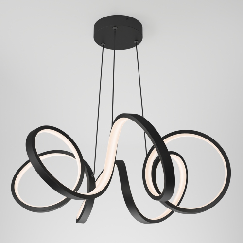 Swirl Ribbon Modern Pendant Light Fixture, Black