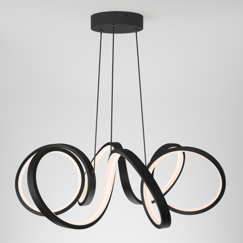 Swirl Ribbon Modern Pendant Light Fixture, Black