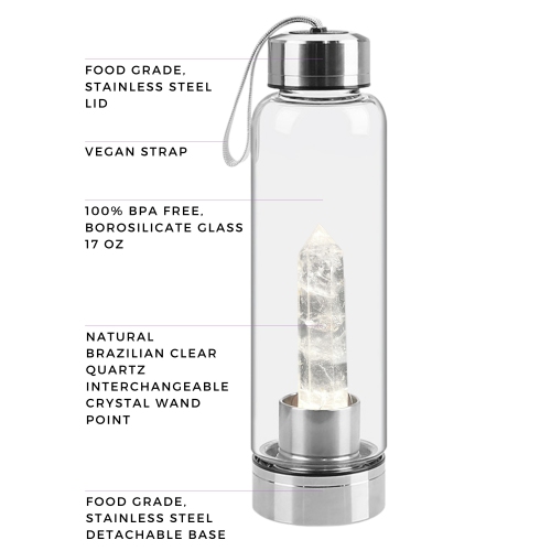Shiva’s Stone Crystal Infused Water Bottle - Clear Quartz
