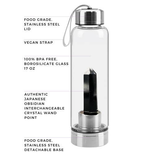 Shiva’s Stone Crystal Infused Water Bottle - Obsidian