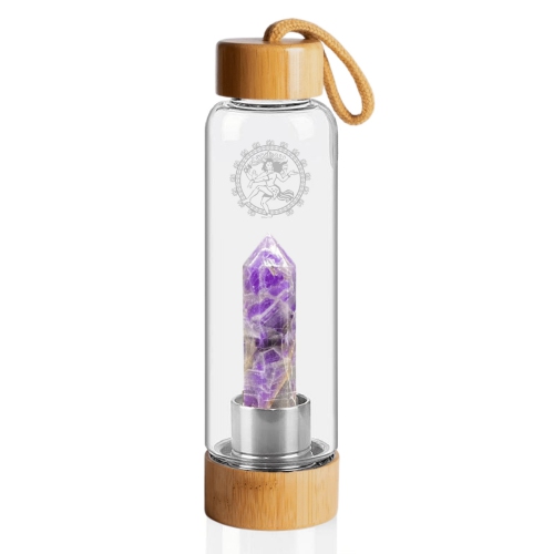Shiva’s Stone Crystal Infused Bamboo Water Bottle - Amethyst