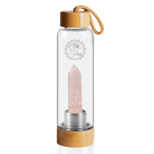 Shiva’s Stone Crystal Infused Bamboo Water Bottle - Rose Quartz