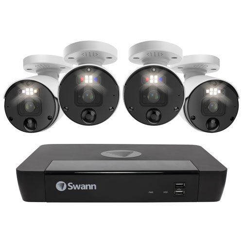 Swann Wired 8-CH 2TB DVR Security System with 4 Bullet 12MP Super HD Cameras - White
