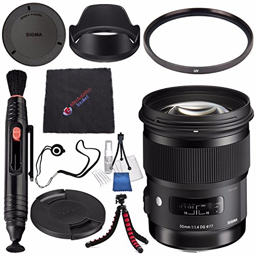 Sigma 50mm f/1.4 DG HSM Art Lens for Nikon F #311306 + Lens Pen Cleaner + Microfiber Cleaning Cloth + Lens Capkeeper + Deluxe Cleaning Kit + Flexible