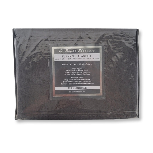 Cotton House - Flannel Sheet Set, 100% Cotton, Full Size, Dark Grey