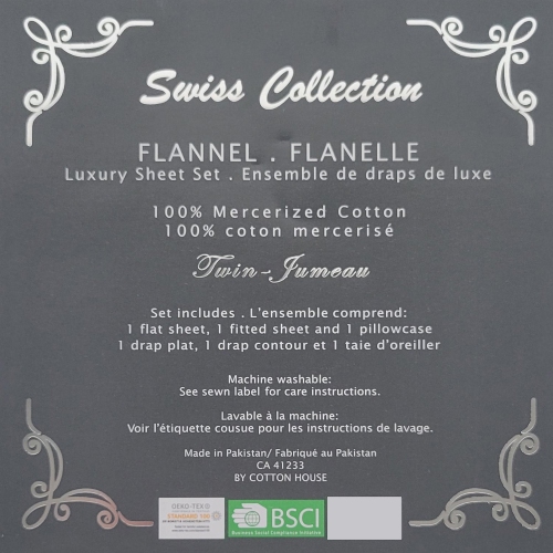 Cotton House - Flannel Sheet Set, 100% Mercerized Cotton, Twin Size, Deers Design