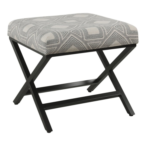 HOMEPOP  Modern Metal And Fabric Geometric X-Base Ottoman In Charcoal