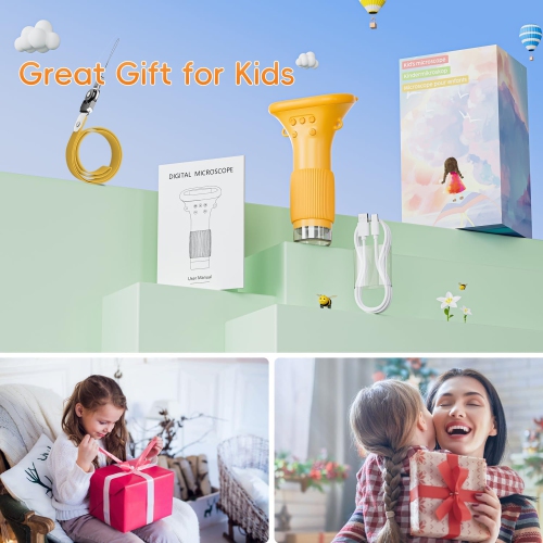 1000X Handheld Digital Microscope for Kids – 2" IPS Screen, HD Portable Mini USB Microscope Camera, PC Compatible, Educational Science Fun Gift for