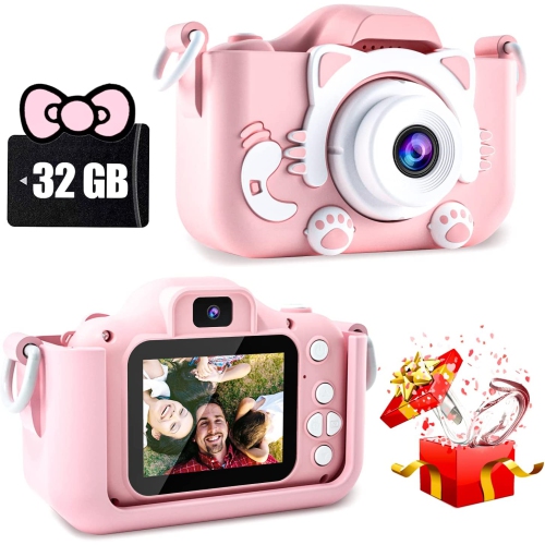 ULTREND  Digital Camera for Kids \w 2.0 Inch Display, 100° Angle Lens, 3 Puzzle Games, 28 Frames And 6 Kinds Of Filters, Best for Gifts, HD Video